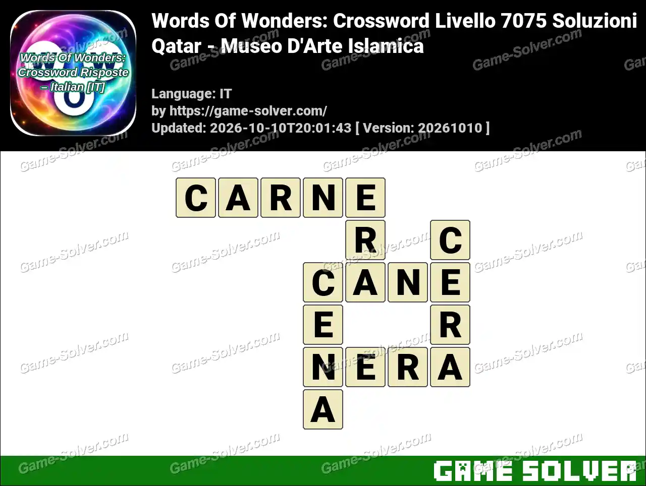 Words Of Wonders: Crossword Livello 7075 Soluzioni – Qatar – Museo D’Arte Islamica